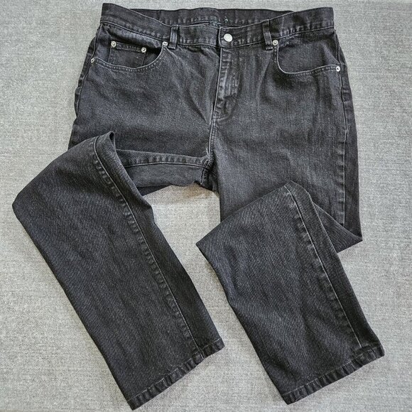 Lauren Ralph Lauren Jeans Womens 16 Black Straight Bootcut Classic Denim Goth - Picture 13 of 15